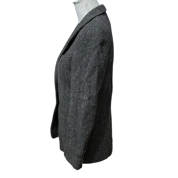 Lauren Ralph Lauren Wool Herringbone Blazer Gray Black Tweed Jacket Women’s 4P - Picture 2 of 13